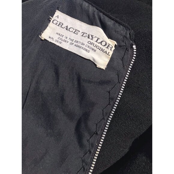 Vtg Grace Taylor Blouson Midi Dress Black Beaded Womens Med Short GoGo 60s Mod - Picture 5 of 16